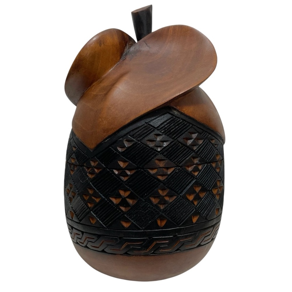 Vintage 1990s Nickel Mundabi Ngadwa Carved Wooden Pot with Lid - Mvala Wood Box